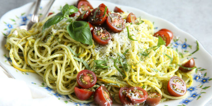 Receta de espaguetis de calabaza con pesto
