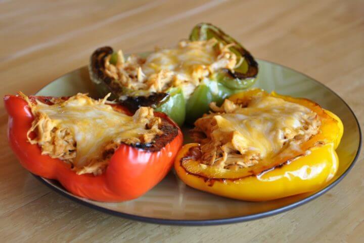 Pimientos rellenos con pollo y arroz