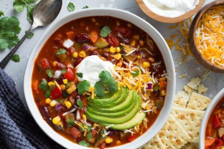 Receta de chili vegetariano rico en fibra