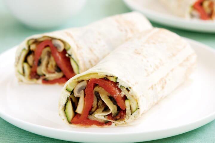 Receta de wraps mediterráneos vegetarianos