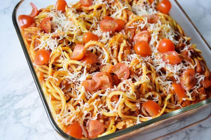 Pasta de patata dulce al horno con carne de res 