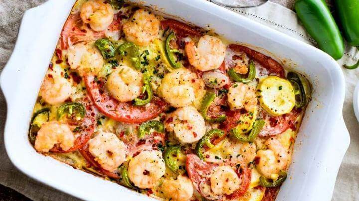 Receta de camarones al horno con verduras saludable