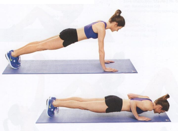 Flexiones de pecho para rutinas de HIIT