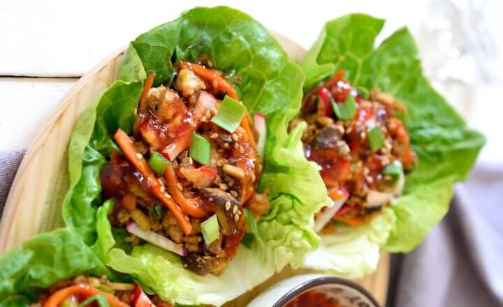 Receta de Kimchi y pollo asado con lechuga